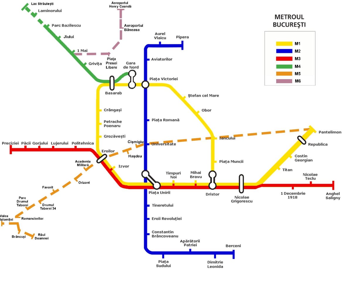 karta metroa u Bukureštu, Rumunija