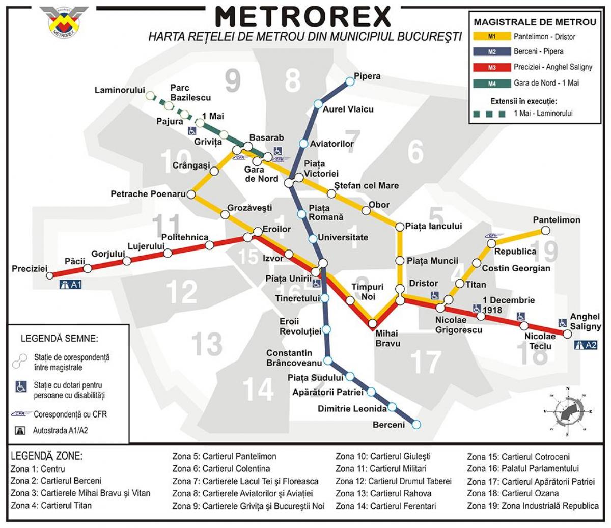 karta podzemne željeznice Бухарестская